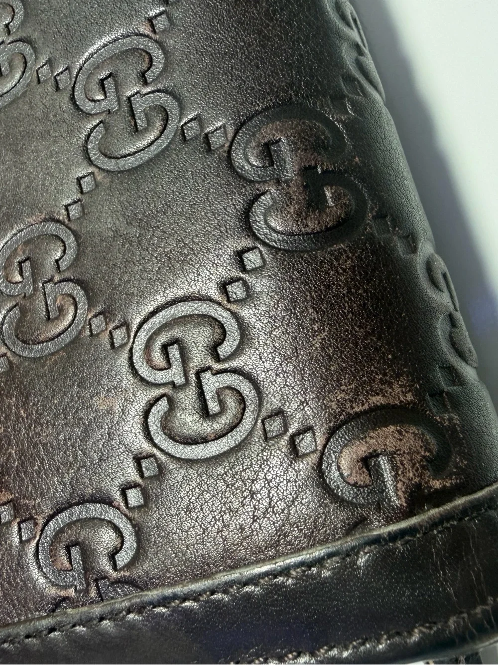 COA-Included Gucci Dark Brown GG Embossed Leather Long Wallet with Gold Hardware - Picture 13 of 16